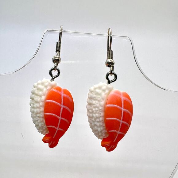 Sushi Earrings - Asian Inspired Earrings - Fish Earrings - Rice Accessories - Picture 1 of 8